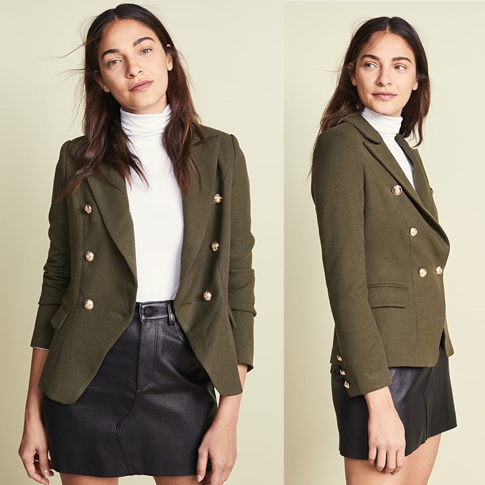Lioness Olive Double-Breasted Blazer with Gold Buttons